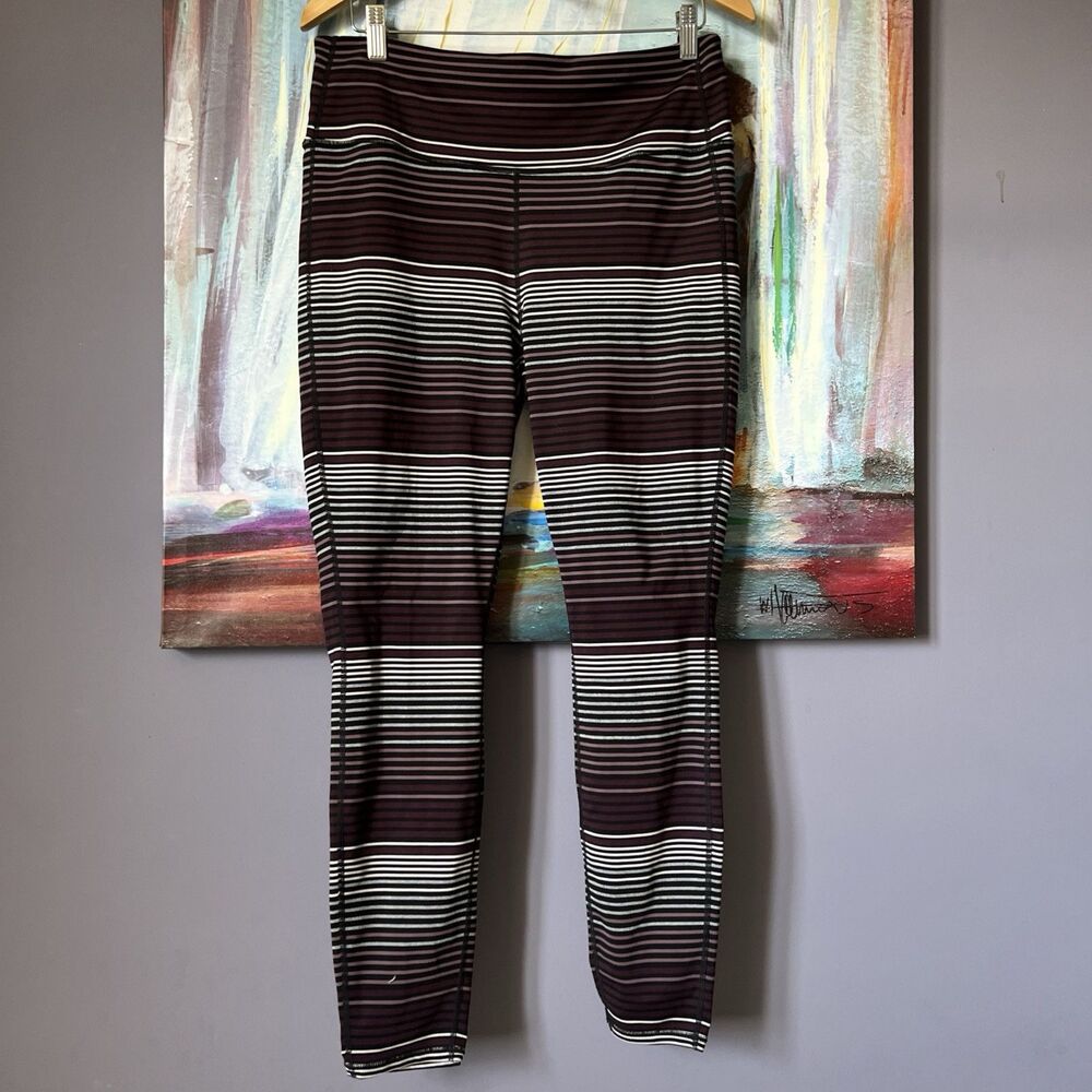 Athleta Size L Legging Womens Striped Brown